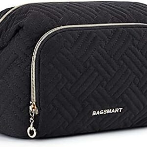 BAGSMART Travel Makeup Bag, Cosmetic Bag Make Up Organizer Case,Large Wide-open Pouch for Women Purse for Toiletries Accessories Brushes