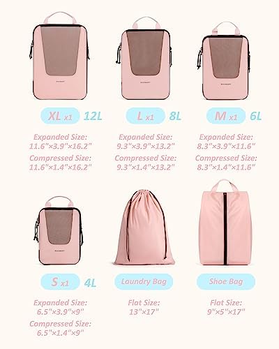 BAGSMART Compression Packing Cubes for Travel, 6 Set Travel Packing Cubes for Suitcases, Compression Suitcase Organizer Bags Set for Travel Essentials, Lightweight Packing Organizers - Image 2