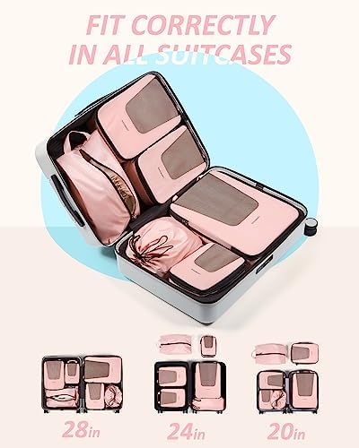 BAGSMART Compression Packing Cubes for Travel, 6 Set Travel Packing Cubes for Suitcases, Compression Suitcase Organizer Bags Set for Travel Essentials, Lightweight Packing Organizers - Image 3