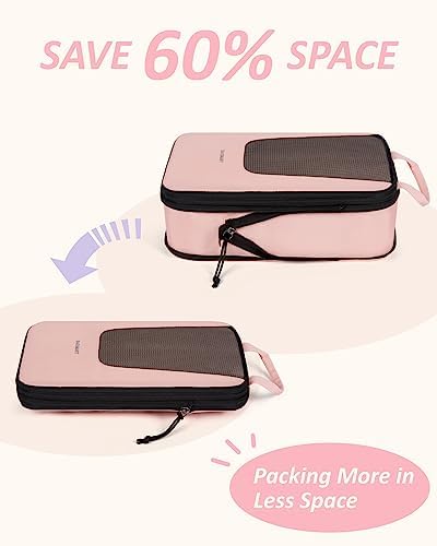 BAGSMART Compression Packing Cubes for Travel, 6 Set Travel Packing Cubes for Suitcases, Compression Suitcase Organizer Bags Set for Travel Essentials, Lightweight Packing Organizers - Image 4