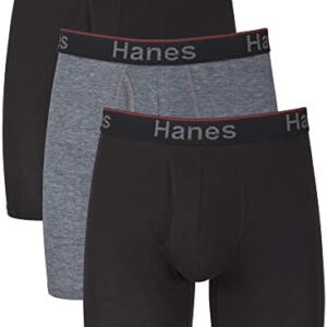Hanes Total Support Pouch Men's Boxer Brief Underwear, Anti-Chafing, Moisture-Wicking Odor Control, 3-Pack (Reg or Long Leg)