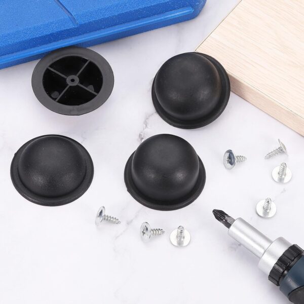 uxcell 8Pcs Luggage Replacement Pads, Plastic Luggage Stand Feet Stud, Suitcase and Travel Gear Bottom Side Accessories with Self-Tapping Screws, Black (47x47x25mm) - Image 5