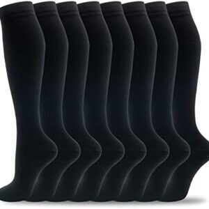 Compression Socks for Women Men Circulation Knee High 8 Pairs for Nurses, Running, Travel, Athletic