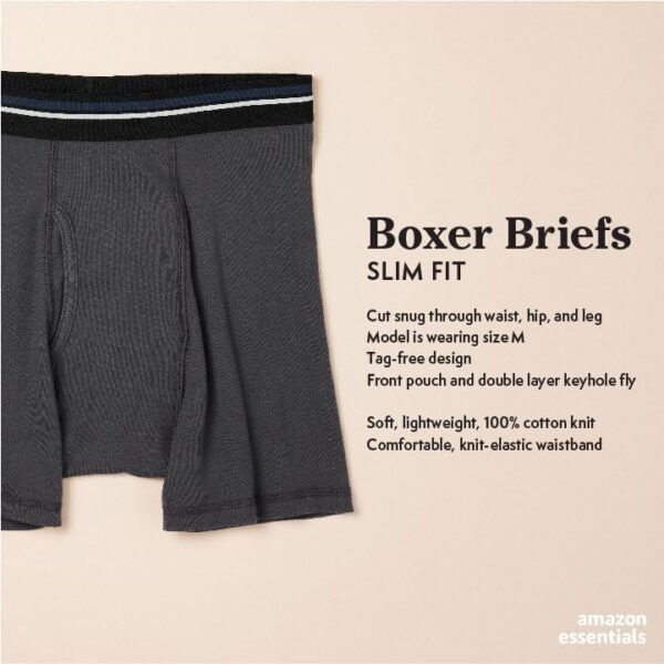 Amazon Essentials Men's Comfortable Cotton Tag-Free Boxer Brief, Pack of 5 - Image 2