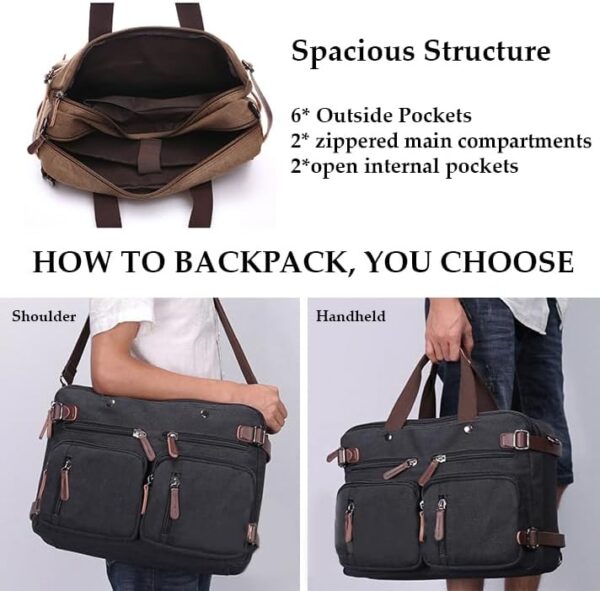 Saddhu Laptop Tote Bag for Women Men 3 in 1 Convertible Messenger Briefcase Shoulder Handbag for Work Bussiness - Image 3