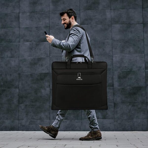 MATEIN Garment Bag for Travel, Large Carry on Garment Bags with Strap for Business, Waterproof Hanging Suit Luggage Bag for Men Women, Wrinkle Free Suitcase Cover for Shirts Dresses Coats, Black - Image 9