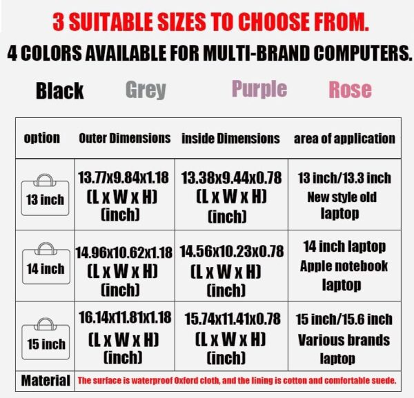 13-14-15 Inch Laptop Case Bag,Durable and Water-Repellent Fabric Laptop Bag - Image 3