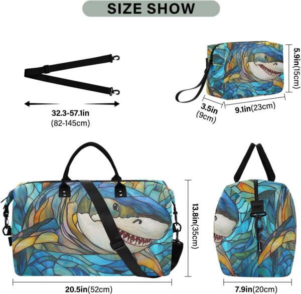 Large Travel Duffel Luggage Travel Weekender Gear Bag Gym Sports Carry with Adjustable Strap for Trip Foldable Color fish sea - Image 3