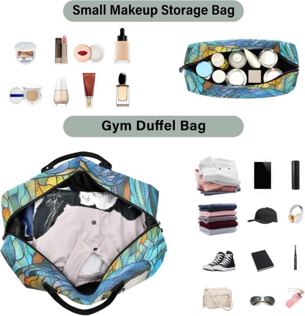 Large Travel Duffel Luggage Travel Weekender Gear Bag Gym Sports Carry with Adjustable Strap for Trip Foldable Color fish sea - Image 4