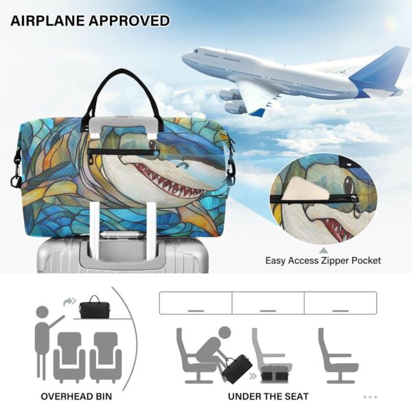 Large Travel Duffel Luggage Travel Weekender Gear Bag Gym Sports Carry with Adjustable Strap for Trip Foldable Color fish sea - Image 5