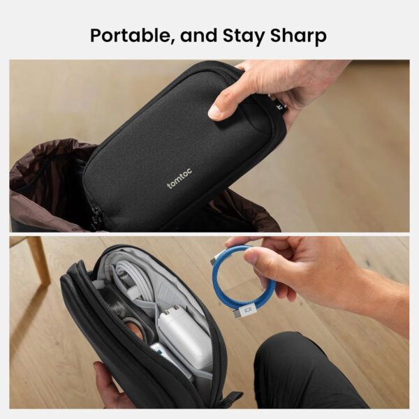 tomtoc Electronic Organizer Travel Case, Water Resistant Dual Compartment Tech Pouch Cable Organization Storage Bag for Charger, Cord, Phone, Hard Drive, Power Bank, Accessories Travel Essentials - Image 10