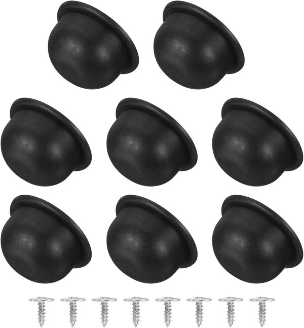 uxcell 8Pcs Luggage Replacement Pads, Plastic Luggage Stand Feet Stud, Suitcase and Travel Gear Bottom Side Accessories with Self-Tapping Screws, Black (47x47x25mm)