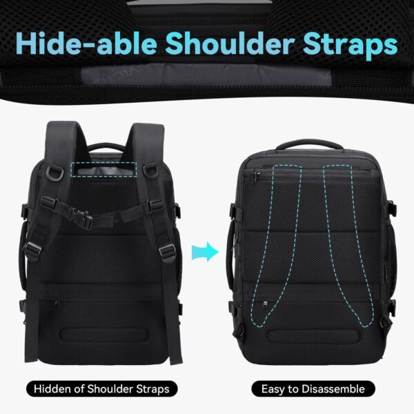 Carry on Travel Backpack for Men Women, Extra Large 40L Flight Approved Expandable Suitcase With USB/Type-C Charging Port, Victoriatourist Water Resistant Luggage Daypack Business Weekender Bag, Black - Image 4