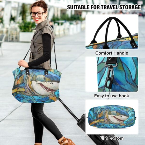 Large Travel Duffel Luggage Travel Weekender Gear Bag Gym Sports Carry with Adjustable Strap for Trip Foldable Color fish sea - Image 6